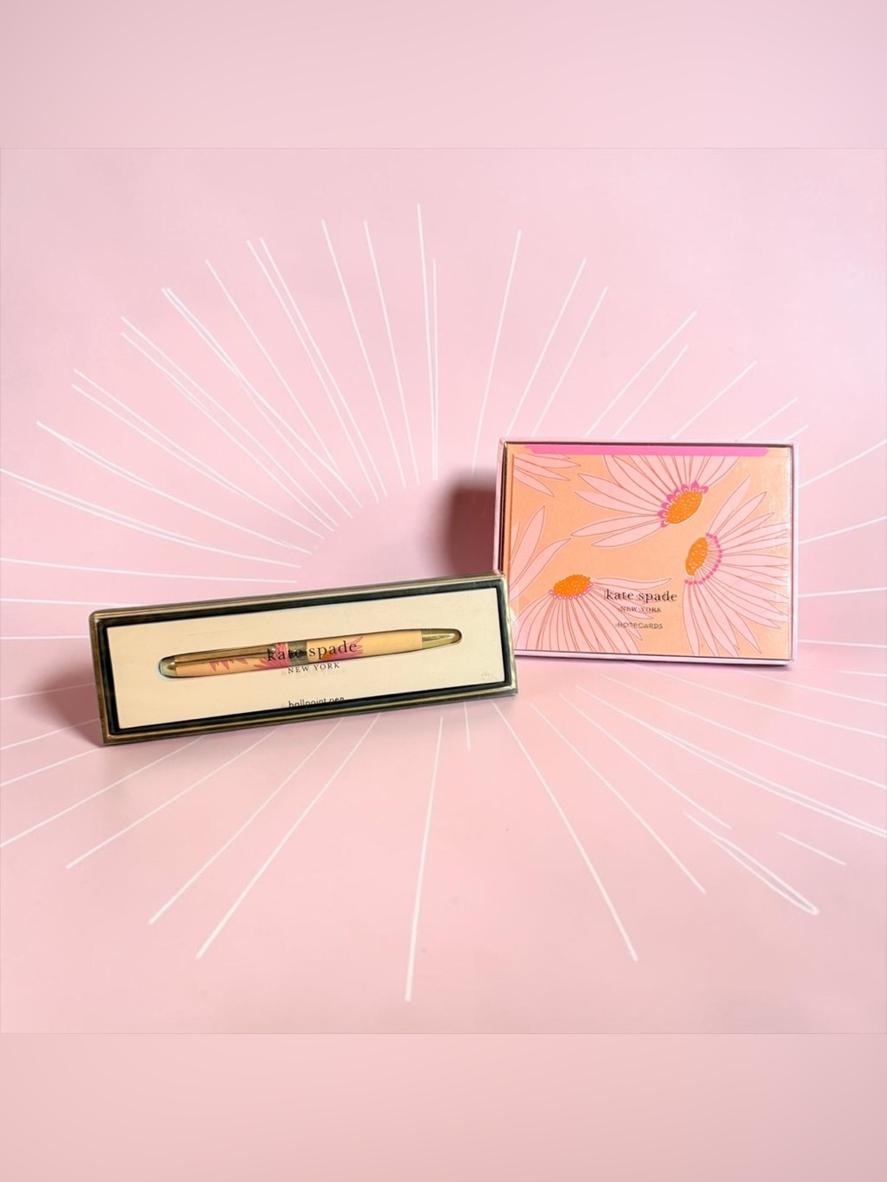 🩷♠️🧡kate spade🩷♠️🧡Falling Flower Ballpoint Pen & Notecard Set/NWT